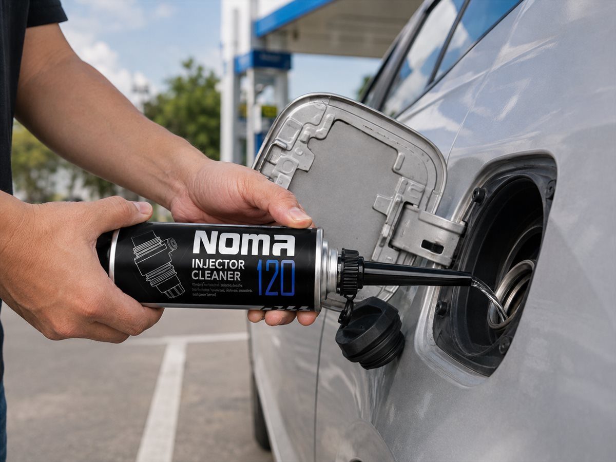 Rót dung dịch NOMA 120 vào bình xăng ô tô